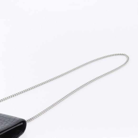 Saint Laurent Kate Chain Shoulder Bag Leather Black Silver Auth 210832V