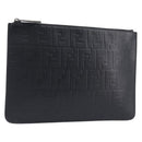 FENDI Zucca Canvas Clutch Bag PVC Black Silver 7N0078 Auth 210833A-1