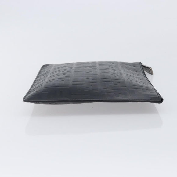 FENDI Zucca Canvas Clutch Bag PVC Black Silver 7N0078 Auth 210833A