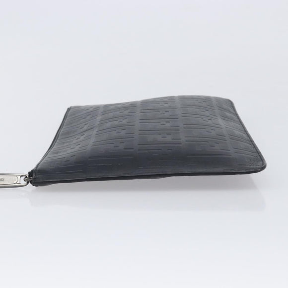 FENDI Zucca Canvas Clutch Bag PVC Black Silver 7N0078 Auth 210833A