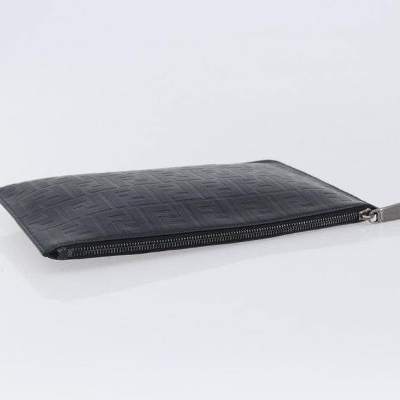FENDI Zucca Canvas Clutch Bag PVC Black Silver 7N0078 Auth 210833A