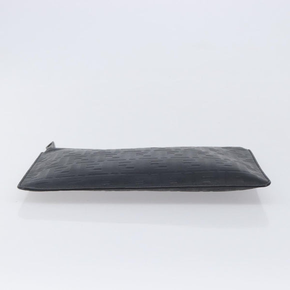 FENDI Zucca Canvas Clutch Bag PVC Black Silver 7N0078 Auth 210833A