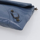 Balenciaga Classic Envelope Shoulder Bag Leather Navy Silver 319376 Auth 210834A-10