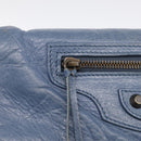 Balenciaga Classic Envelope Shoulder Bag Leather Navy Silver 319376 Auth 210834A-14