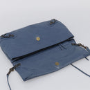 Balenciaga Classic Envelope Shoulder Bag Leather Navy Silver 319376 Auth 210834A-15