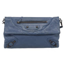 Balenciaga Classic Envelope Shoulder Bag Leather Navy Silver 319376 Auth 210834A-2
