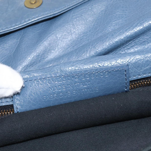 Balenciaga Classic Envelope Shoulder Bag Leather Navy Silver 319376 Auth 210834A