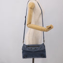 Balenciaga Classic Envelope Shoulder Bag Leather Navy Silver 319376 Auth 210834A-27