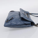 Balenciaga Classic Envelope Shoulder Bag Leather Navy Silver 319376 Auth 210834A-5