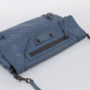 Balenciaga Classic Envelope Shoulder Bag Leather Navy Silver 319376 Auth 210834A-6
