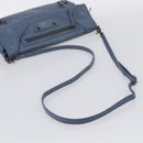 Balenciaga Classic Envelope Shoulder Bag Leather Navy Silver 319376 Auth 210834A-7