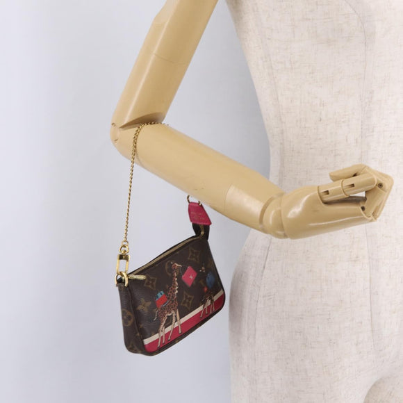 LOUIS VUITTON Monogram Giraffe Mini Pochette Accessoires M62087 Auth 210836SAM