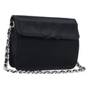 PRADA Chain Shoulder Bag Satin Black Silver Auth 210840V-1