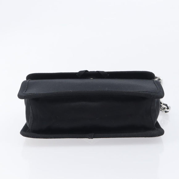 PRADA Chain Shoulder Bag Satin Black Silver Auth 210840V