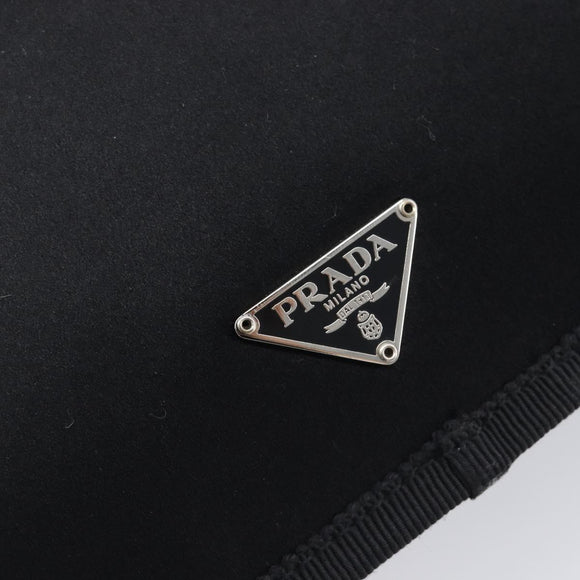 PRADA Chain Shoulder Bag Satin Black Silver Auth 210840V
