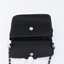 PRADA Chain Shoulder Bag Satin Black Silver Auth 210840V-17