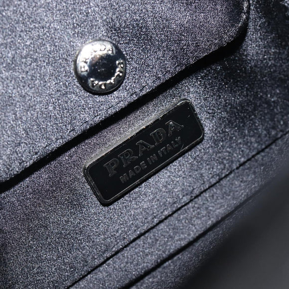 PRADA Chain Shoulder Bag Satin Black Silver Auth 210840V