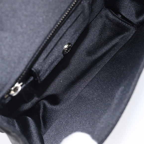 PRADA Chain Shoulder Bag Satin Black Silver Auth 210840V