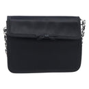 PRADA Chain Shoulder Bag Satin Black Silver Auth 210840V-2