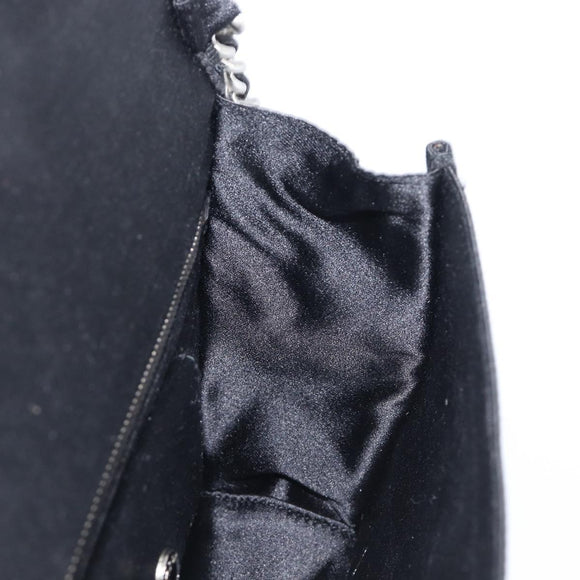 PRADA Chain Shoulder Bag Satin Black Silver Auth 210840V