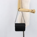 PRADA Chain Shoulder Bag Satin Black Silver Auth 210840V-27