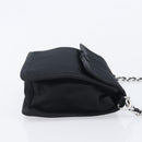 PRADA Chain Shoulder Bag Satin Black Silver Auth 210840V-4
