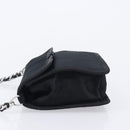 PRADA Chain Shoulder Bag Satin Black Silver Auth 210840V-5