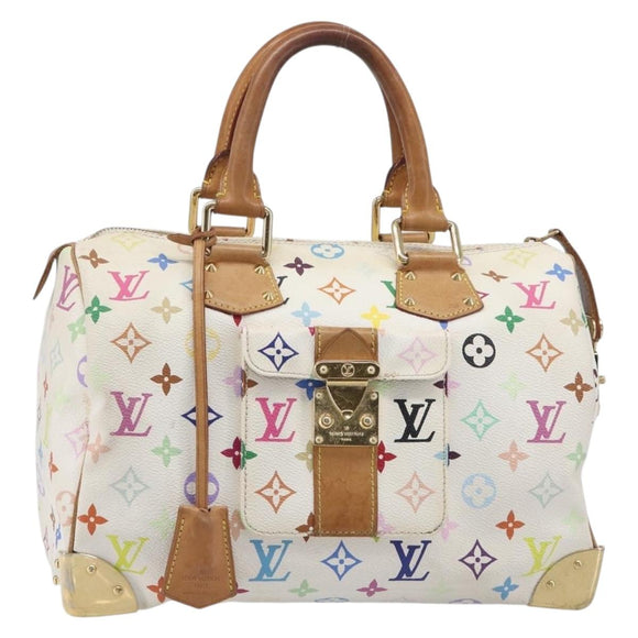 LOUIS VUITTON Monogram Multicolor Speedy 30 Bag White Bron M92643 LV Auth 210841