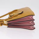 Miu Miu Madras Hand Bag Leather 2way Yellow Gold Auth 210842A-4