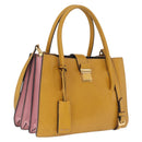 Miu Miu Madras Hand Bag Leather 2way Yellow Gold Auth 210842A-1