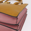 Miu Miu Madras Hand Bag Leather 2way Yellow Gold Auth 210842A-41