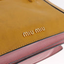 Miu Miu Madras Hand Bag Leather 2way Yellow Gold Auth 210842A-46
