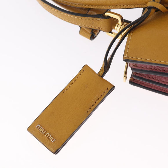 Miu Miu Madras Hand Bag Leather 2way Yellow Gold Auth 210842A