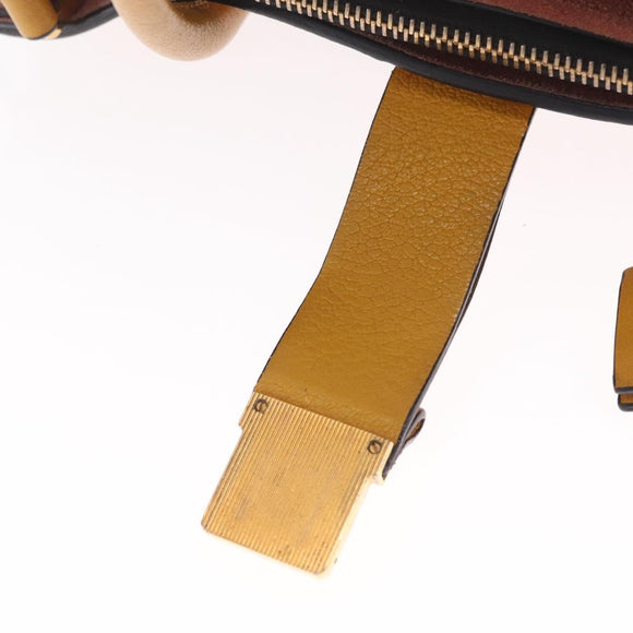 Miu Miu Madras Hand Bag Leather 2way Yellow Gold Auth 210842A