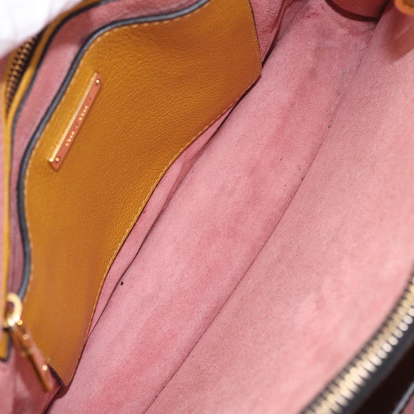 Miu Miu Madras Hand Bag Leather 2way Yellow Gold Auth 210842A