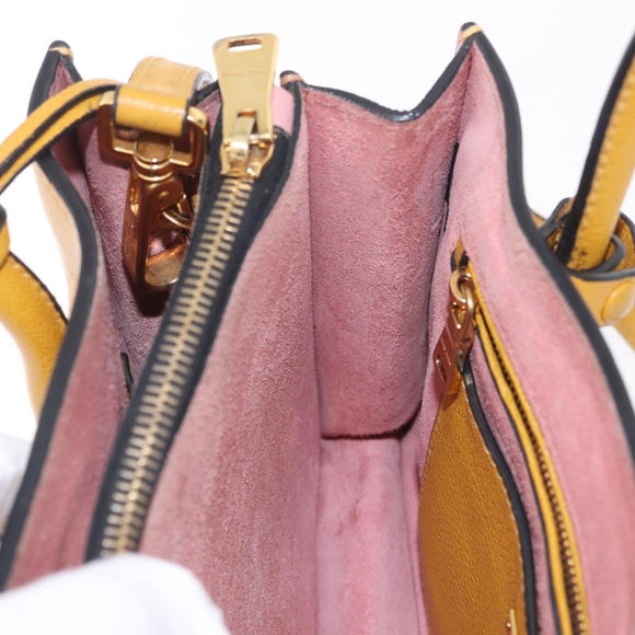 Miu Miu Madras Hand Bag Leather 2way Yellow Gold Auth 210842A