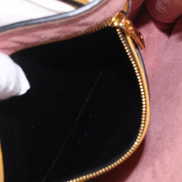 Miu Miu Madras Hand Bag Leather 2way Yellow Gold Auth 210842A