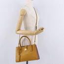 Miu Miu Madras Hand Bag Leather 2way Yellow Gold Auth 210842A-67
