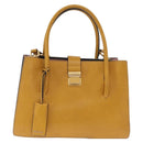 Miu Miu Madras Hand Bag Leather 2way Yellow Gold Auth 210842A-17