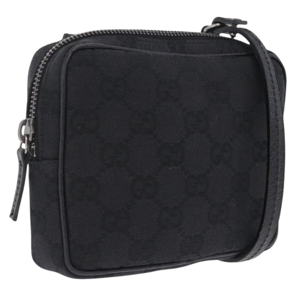GUCCI GG Canvas Shoulder Bag Black Silver 120975 Auth 210848
