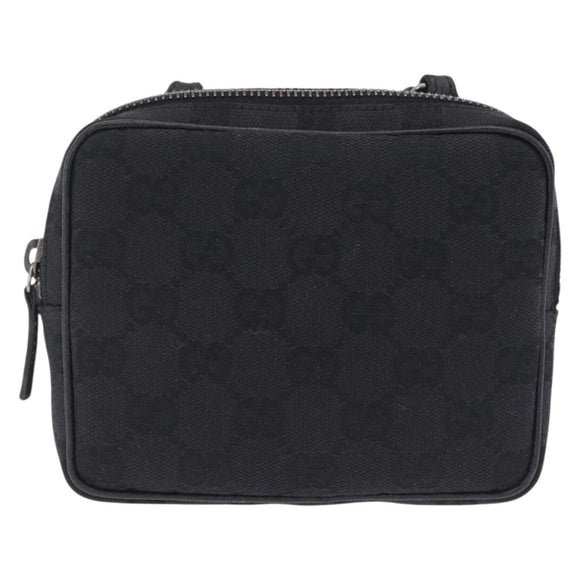 GUCCI GG Canvas Shoulder Bag Black Silver 120975 Auth 210848