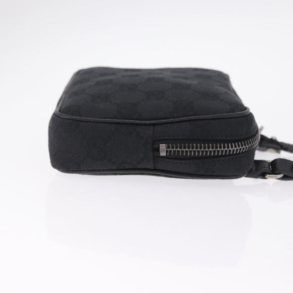 GUCCI GG Canvas Shoulder Bag Black Silver 120975 Auth 210848