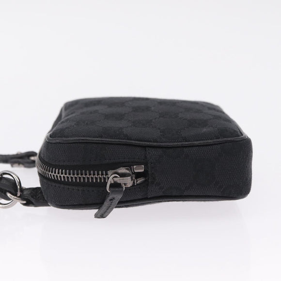 GUCCI GG Canvas Shoulder Bag Black Silver 120975 Auth 210848