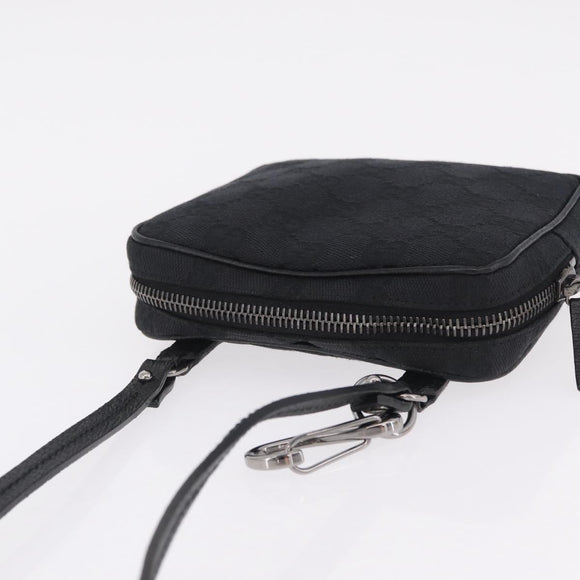 GUCCI GG Canvas Shoulder Bag Black Silver 120975 Auth 210848