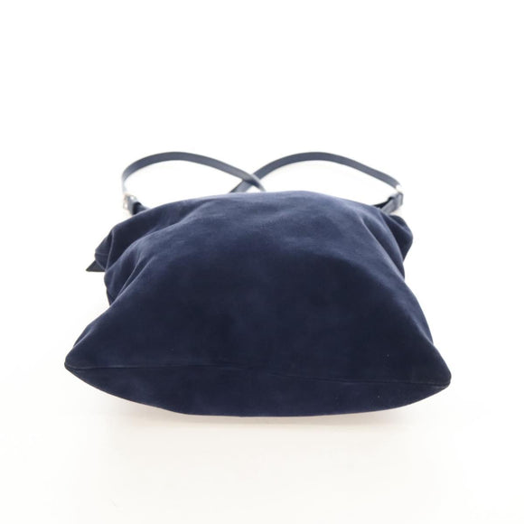 Miu Miu Tote Bag Suede Navy Silver Auth 210849M