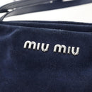 Miu Miu Tote Bag Suede Navy Silver Auth 210849M-15