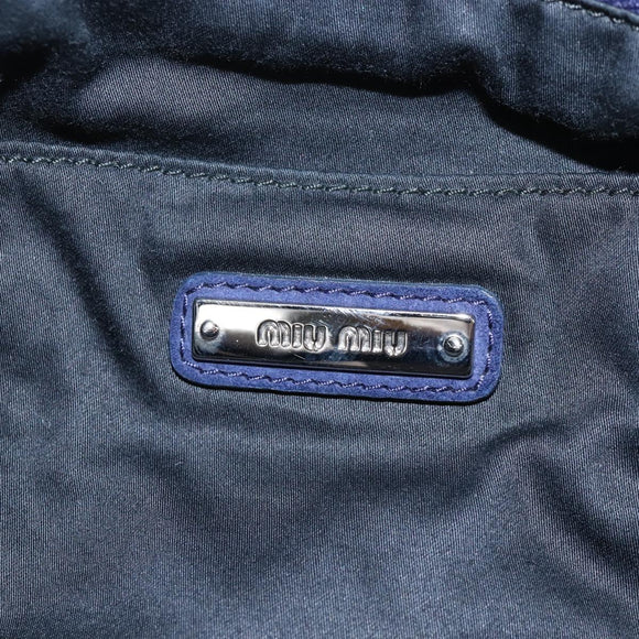 Miu Miu Tote Bag Suede Navy Silver Auth 210849M