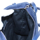 Miu Miu Tote Bag Suede Navy Silver Auth 210849M-20