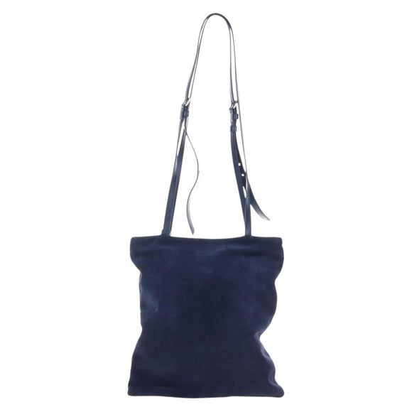 Miu Miu Tote Bag Suede Navy Silver Auth 210849M