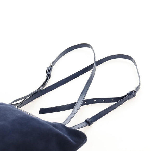 Miu Miu Tote Bag Suede Navy Silver Auth 210849M